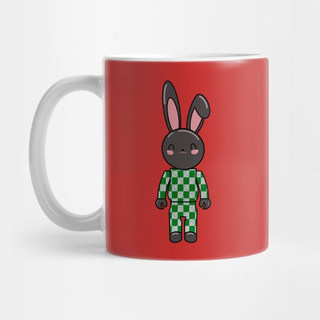 Bunny in checkered jumpsuit by Belinda Art Cottage